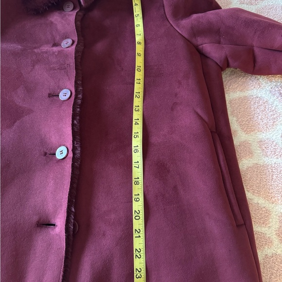 Coaco New York womens burgundy coat faux fur lined trim size S. - Picture 7 of 13
